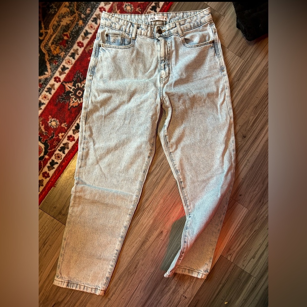 ZARA Light Blue Denim High Waisted Mom Jeans